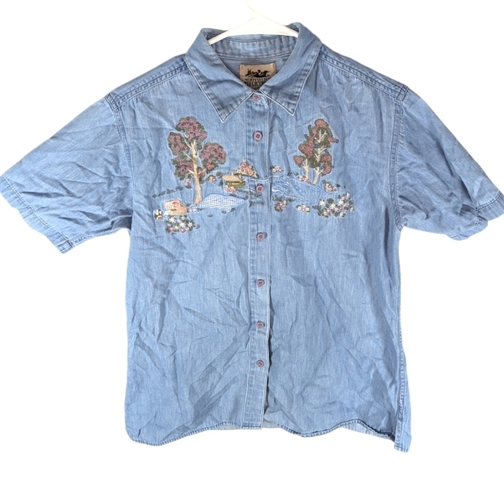Vintage Northern Reflections cottage fairy grandma core button up shirt womans S